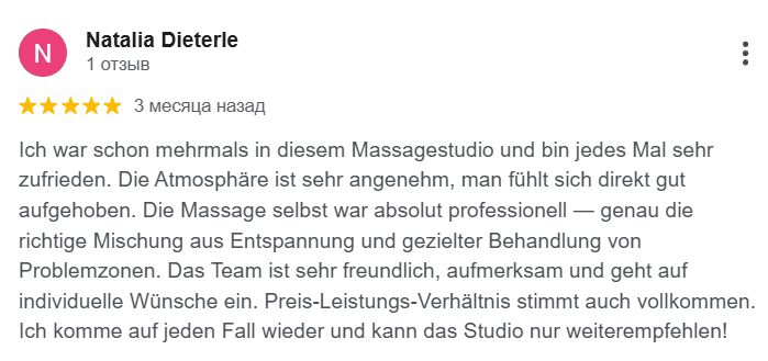 Kundenbewertung von Natalia Balaba Massag in Glauburg